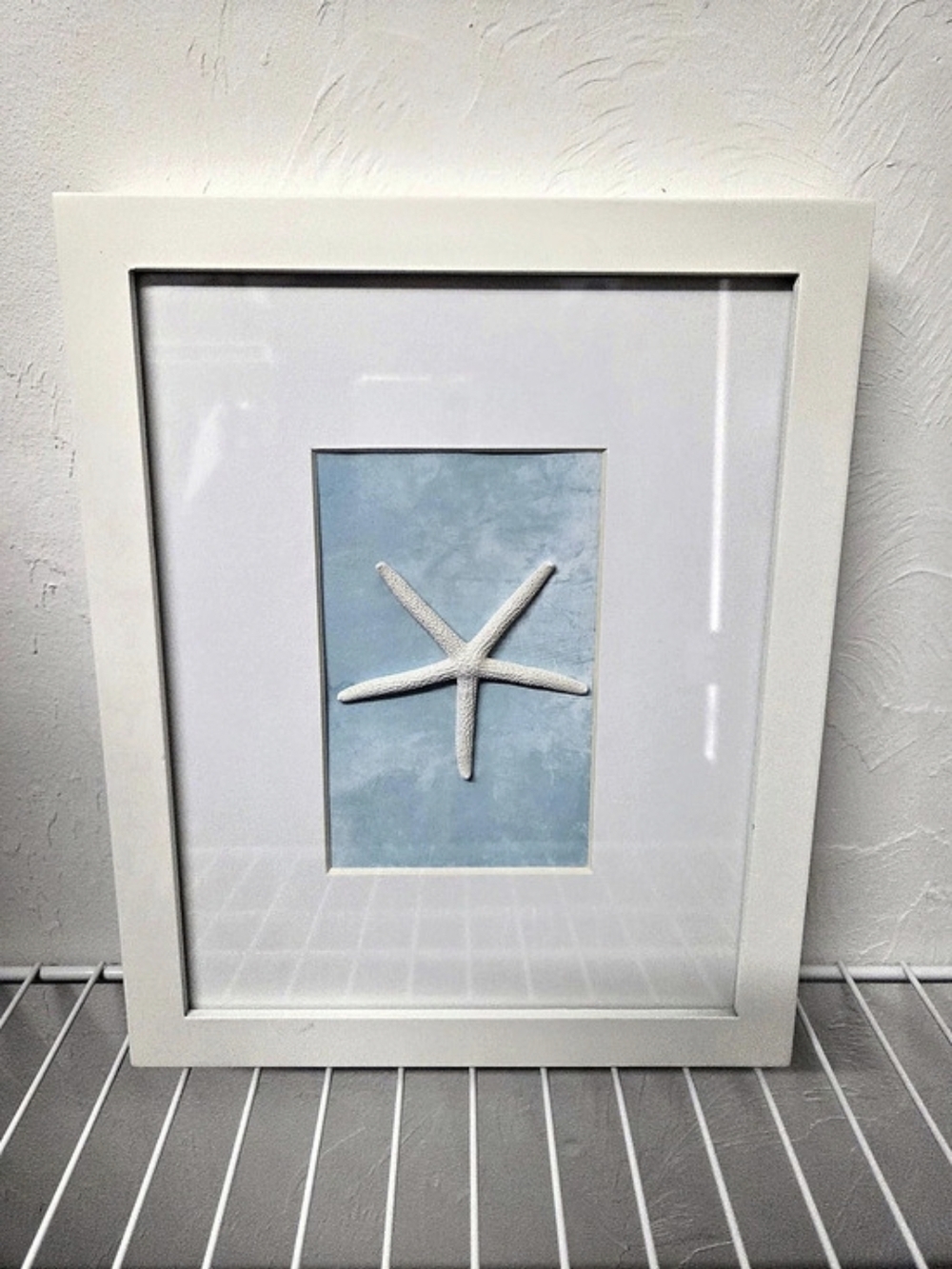Jo-Ann Stores 4x6 Photo Frame Starfish Framed Wall Art in White & Blue Like New